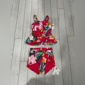 Jantzen Red Floral Women's Swim Set